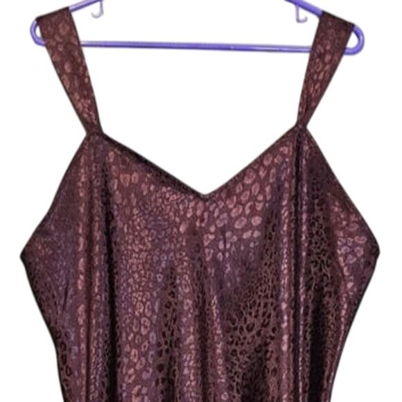 Intimates by Lane Bryant Satin Adjustable Straps Cheetah Design Slip Dress Brown - Picture 2 of 6